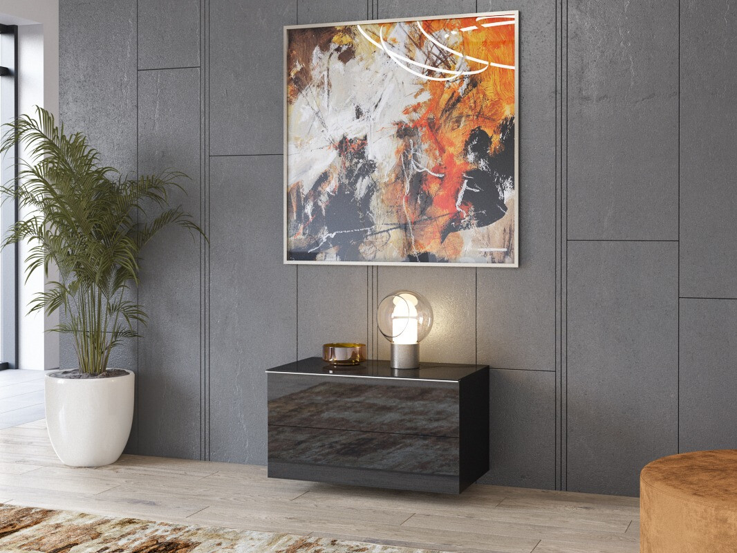 Móvel de TV Fervese 110 (Preto + Cinzento brilhante)