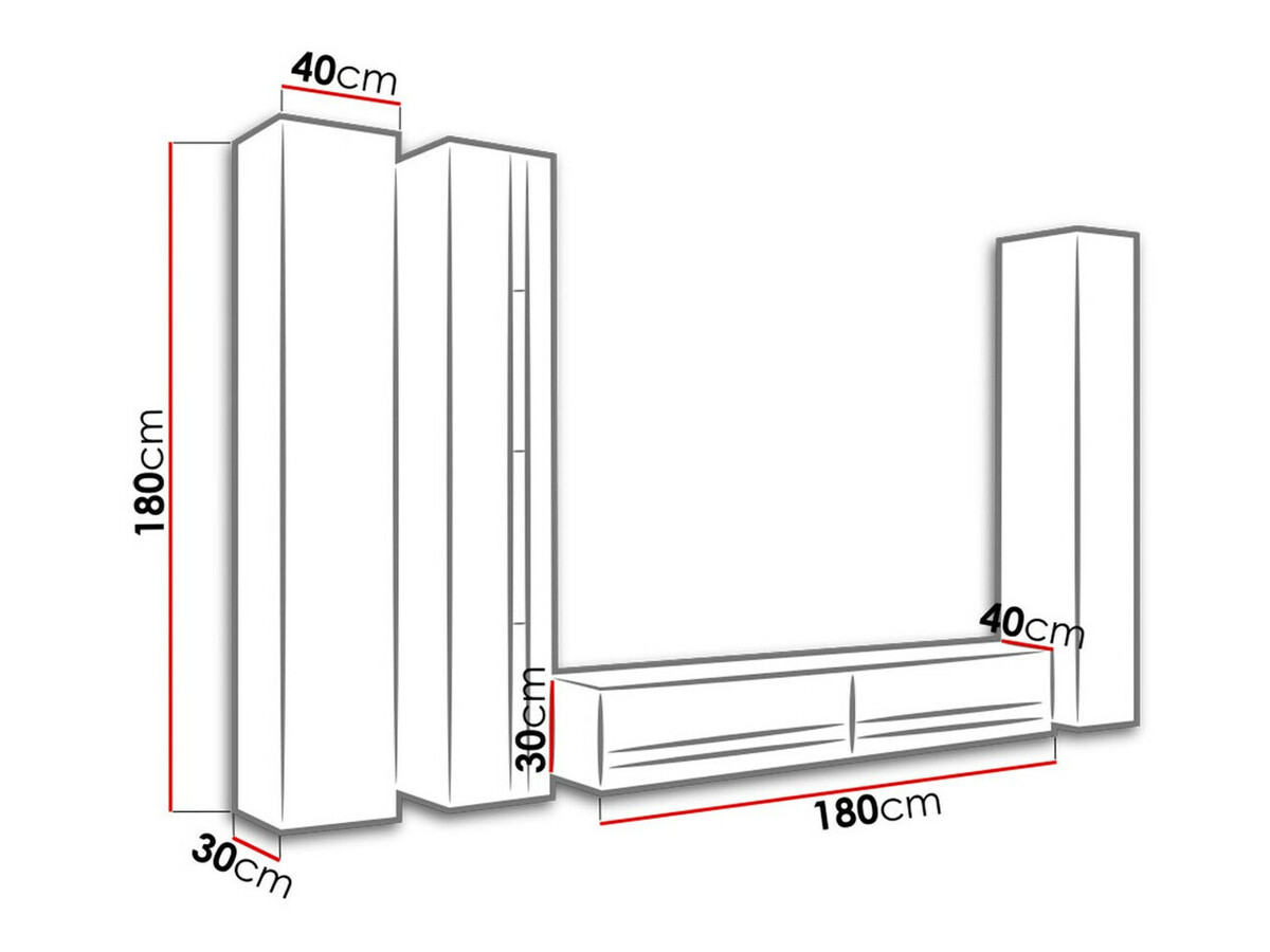 Conjunto para sala de estar Venenou 117 (Branco + Branco brilhante)