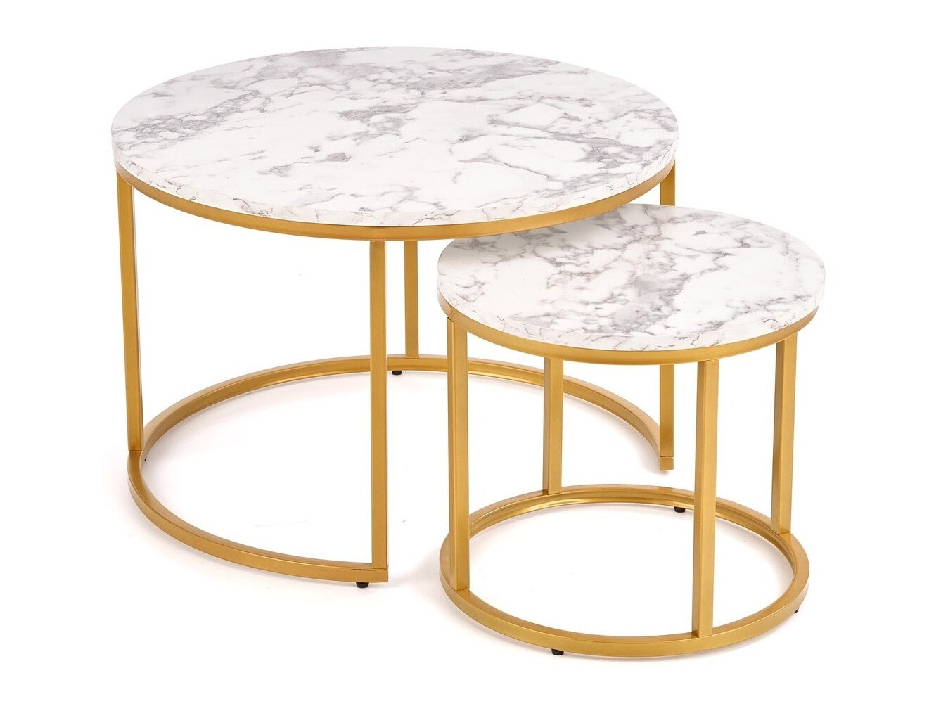 Conjunto de mesa de centro Houston 2213 (Marmore branco + Dourado)