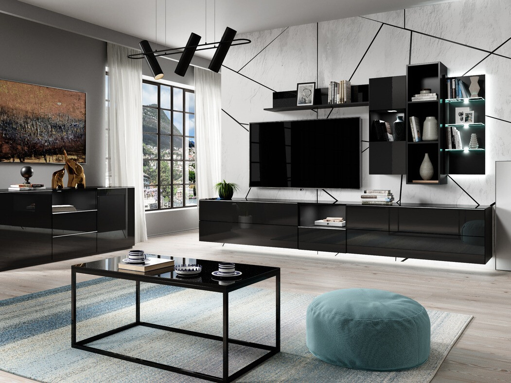 Mesa para revistas Fervese 115 (Preto + Preto brilhante)