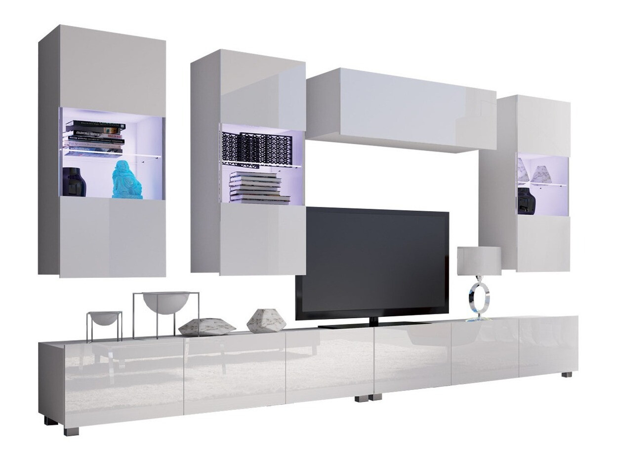 Conjunto para sala de estar Remus V (Branco + Branco brilhante)