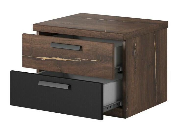 Conjunto para quarto Felelie 107 (Carvalho Flagstaf escuro + Prateado)