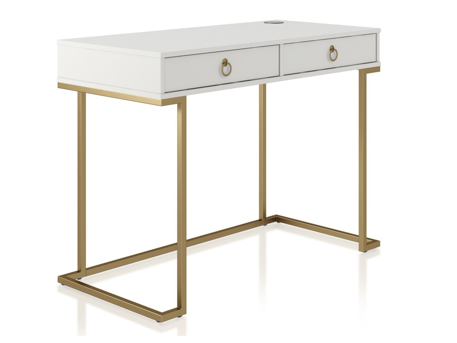 Mesa de escritório CosmoLiving by Cosmopolitan Fersale 100 (Branco + Dourado)