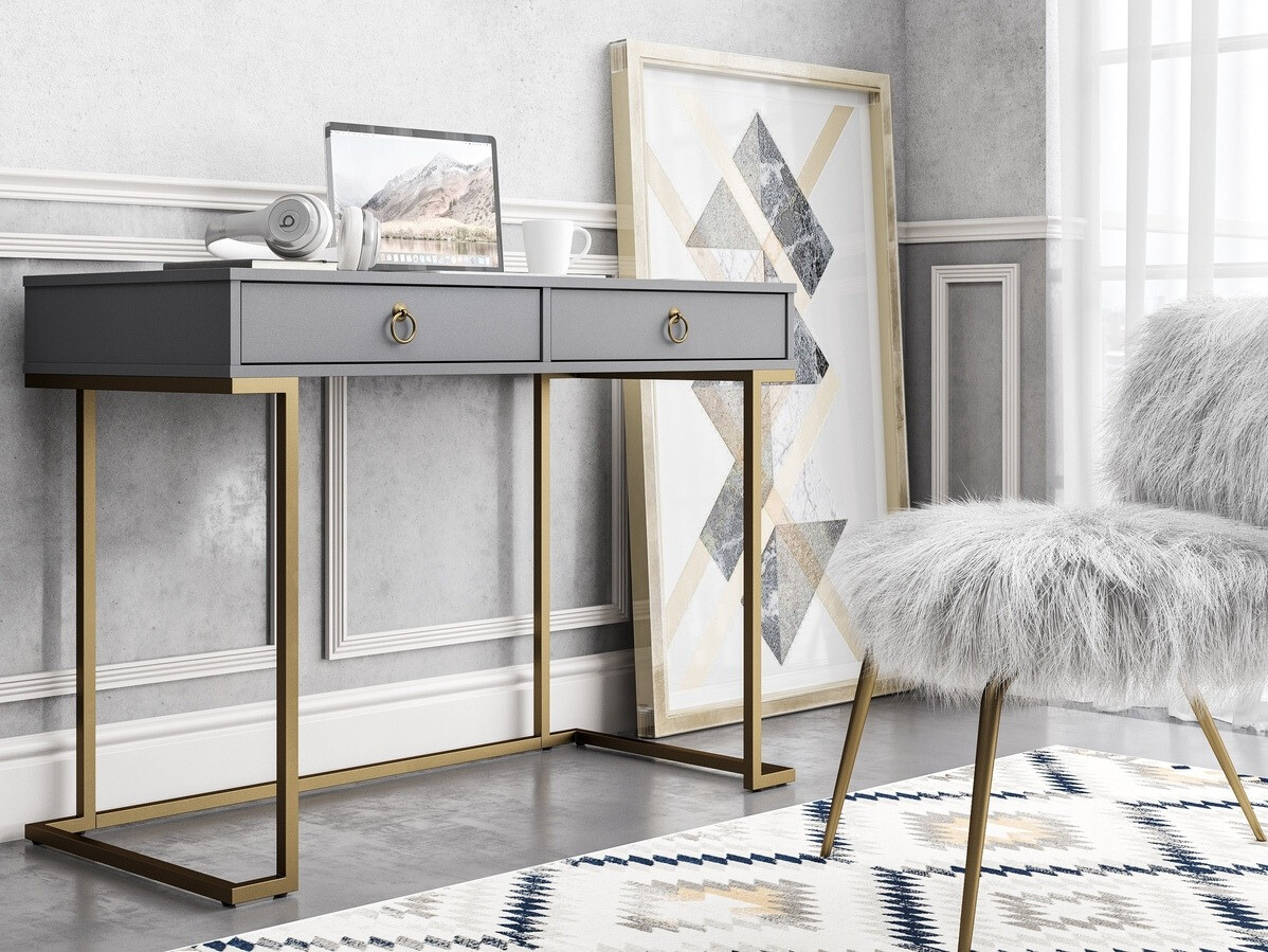 Mesa de escritório CosmoLiving by Cosmopolitan Fersale 100 (Grafite + Dourado)