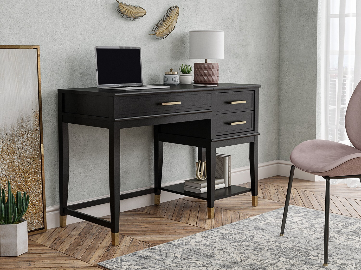 Mesa de escritório CosmoLiving by Cosmopolitan Belromu 102 (Preto)