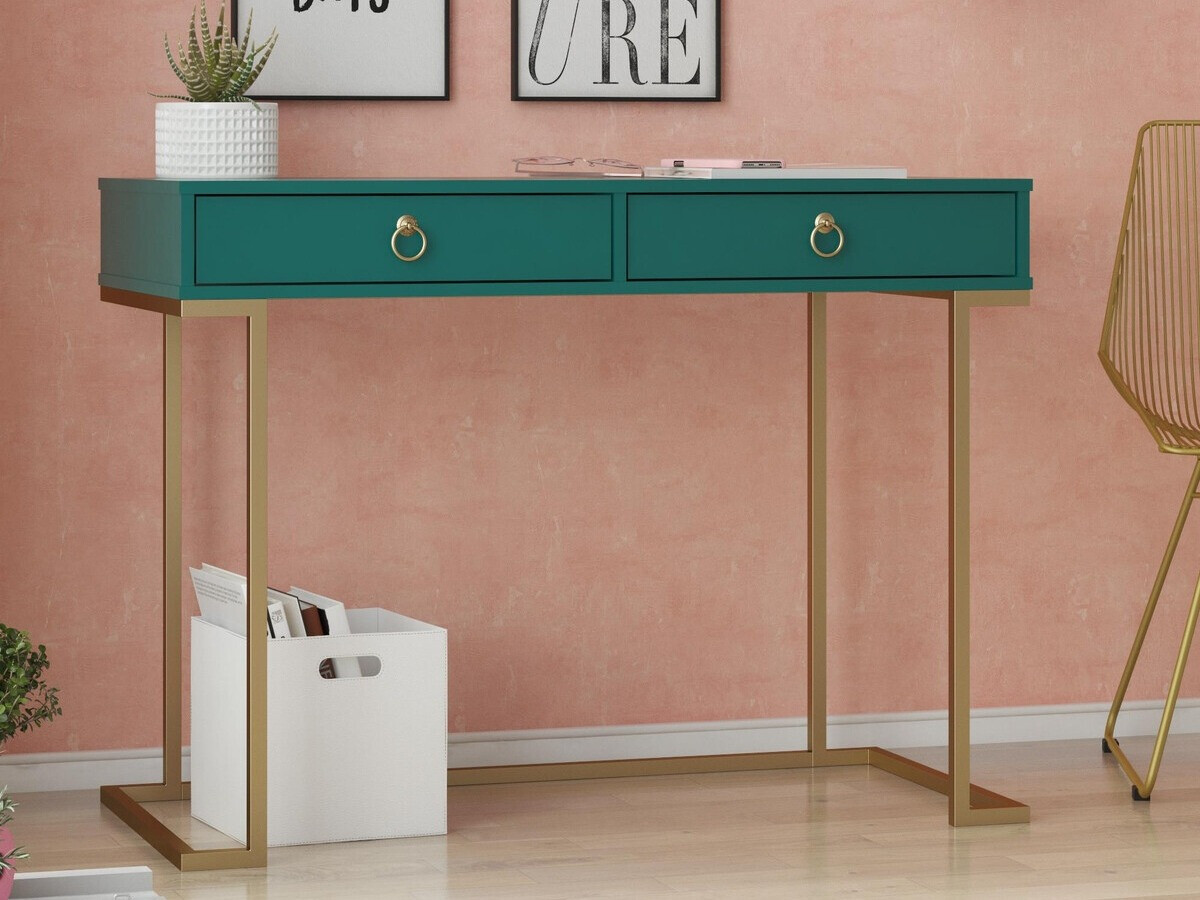 Mesa de escritório CosmoLiving by Cosmopolitan Fersale 100 (Turquesa + Dourado)