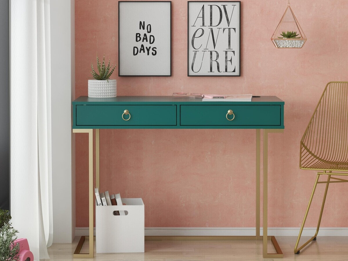 Mesa de escritório CosmoLiving by Cosmopolitan Fersale 100 (Turquesa + Dourado)