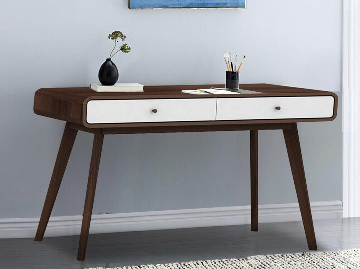 Mesa de escritório Elbtena 108 (Noz + Branco)