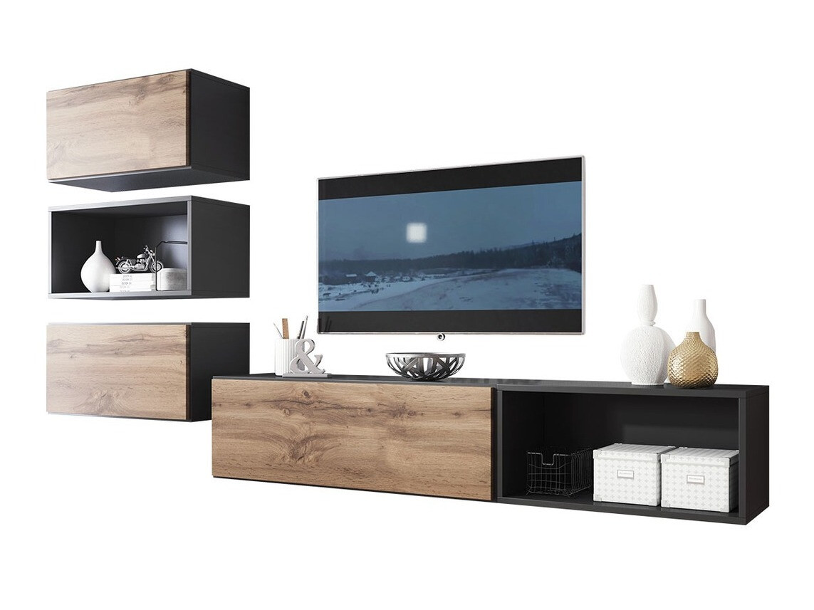 Conjunto para sala de estar Corbele 109 (Antracite + Carvalho wotan)