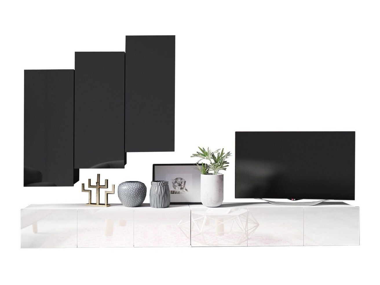 Conjunto para sala de estar Remus XX (Branco + Preto)