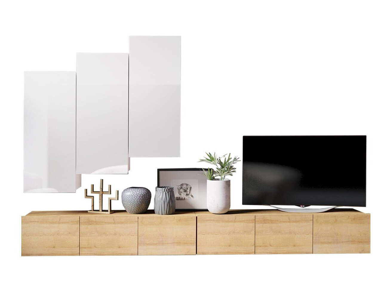 Conjunto para sala de estar Remus XX (Carvalho dourado + Branco)