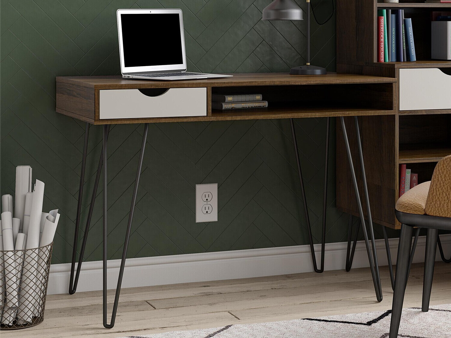 Mesa de escritório Novogratz 148 (Carvalho + Cinzento)
