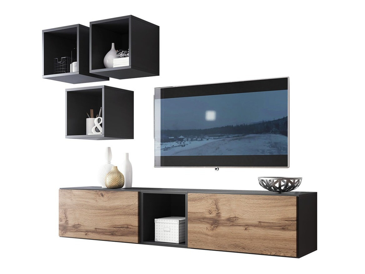 Conjunto para sala de estar Corbele 113 (Antracite + Carvalho wotan)