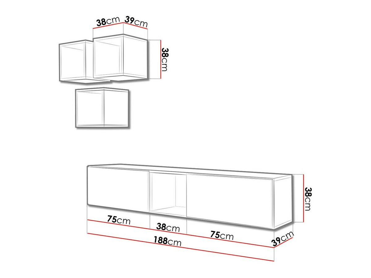 Conjunto para sala de estar Corbele 113 (Antracite + Carvalho wotan)