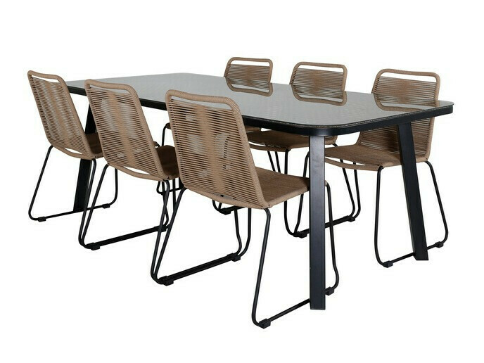 Conjunto de mesa e cadeiras Dallas 2477 (Castanho claro + Preto)