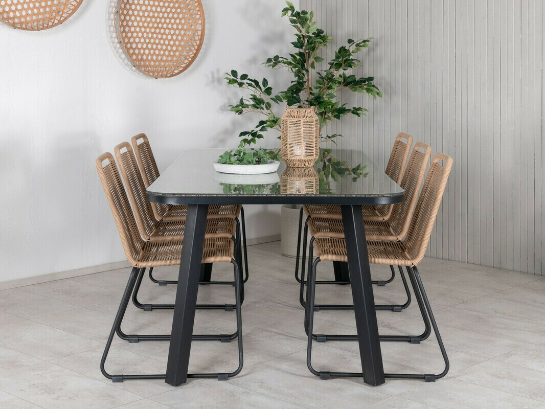 Conjunto de mesa e cadeiras Dallas 2477 (Castanho claro + Preto)