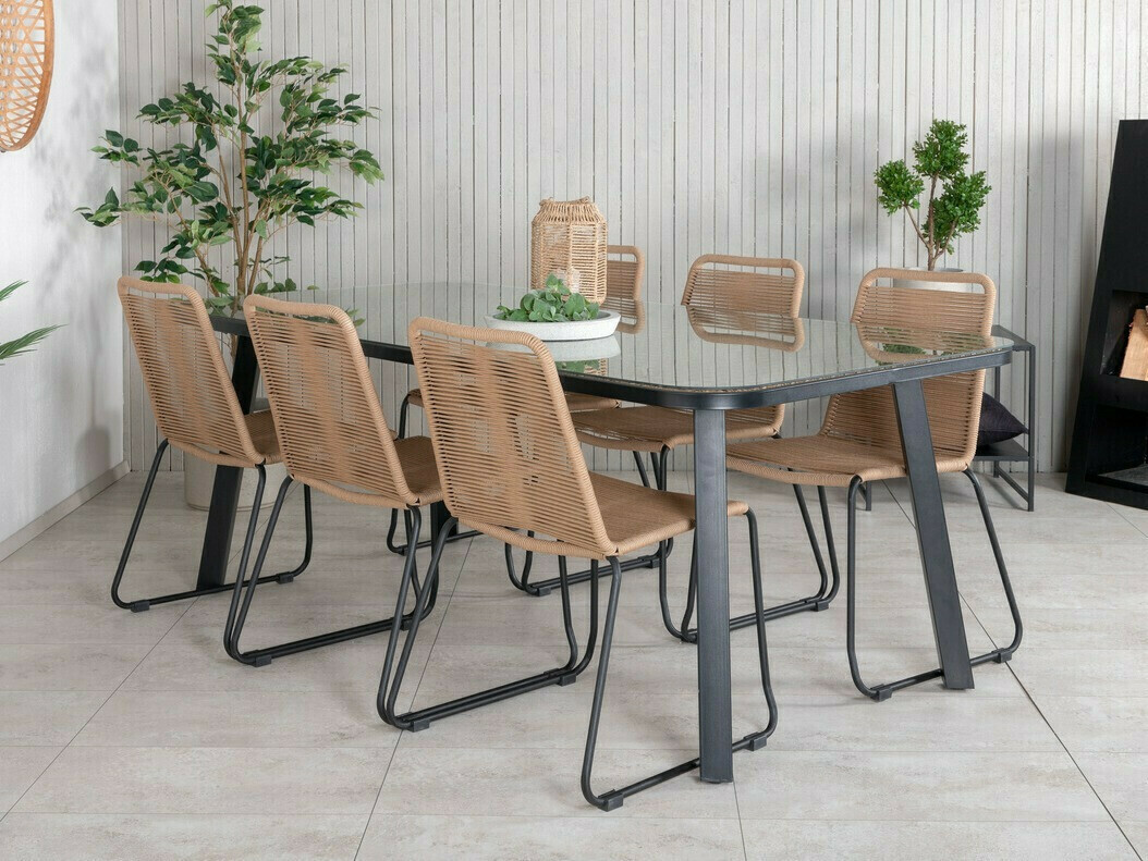Conjunto de mesa e cadeiras Dallas 2477 (Castanho claro + Preto)