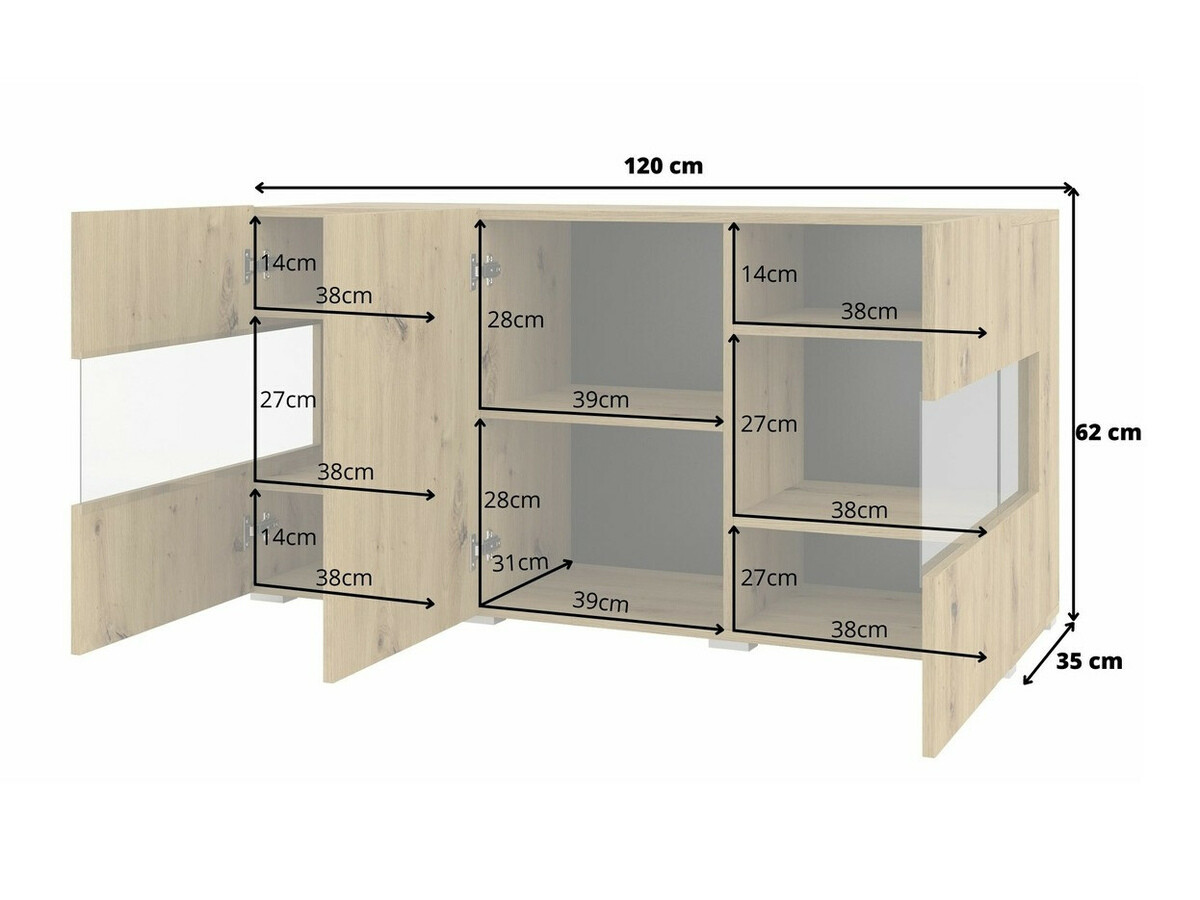 Aparador Revmiru 102 (Branco + Carvalho wotan)