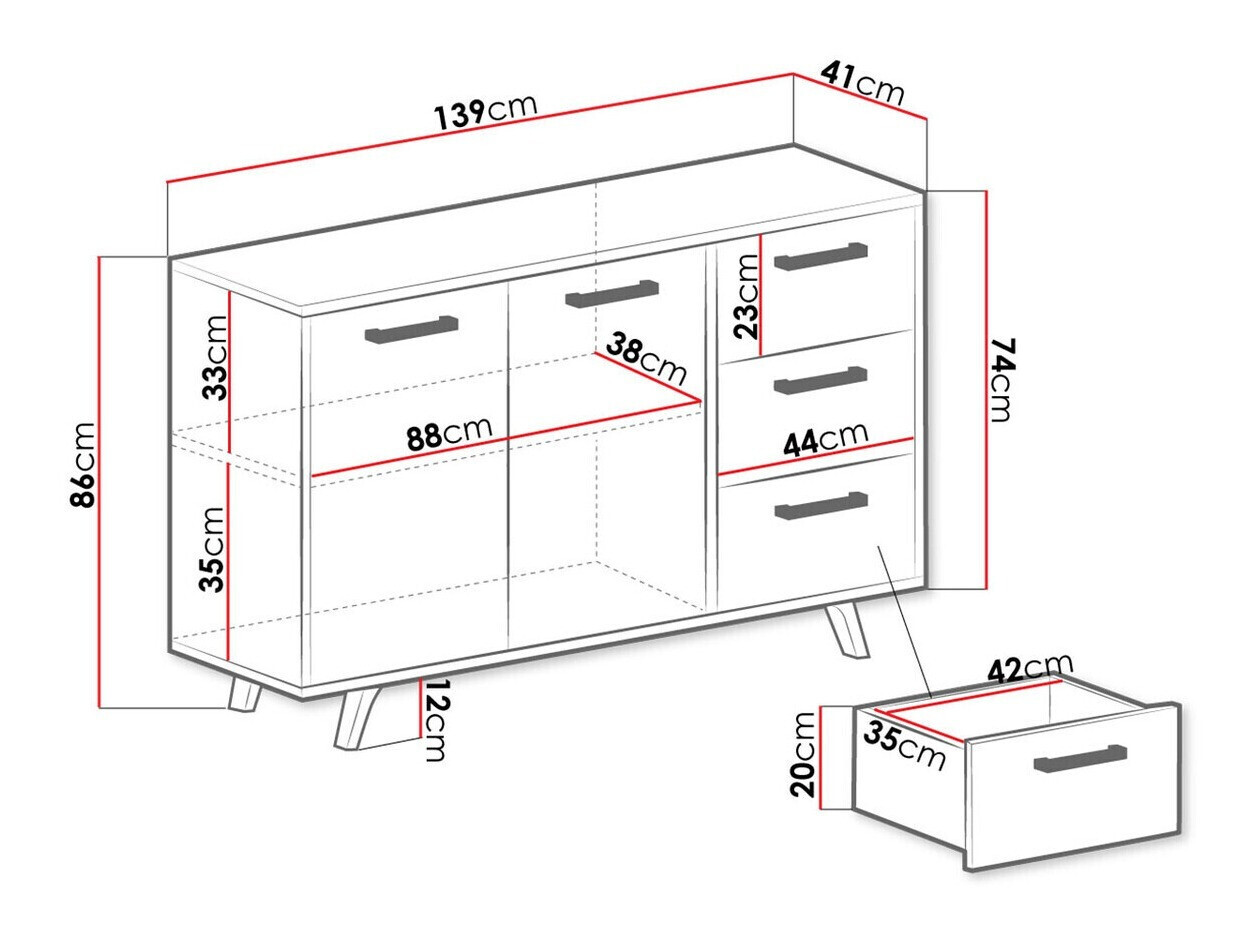 Cómoda Delbalo 103 (Azul + Dourado)