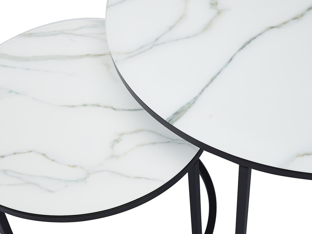 Conjunto de mesa de centro Riverton 435 (Marmore branco + Preto)