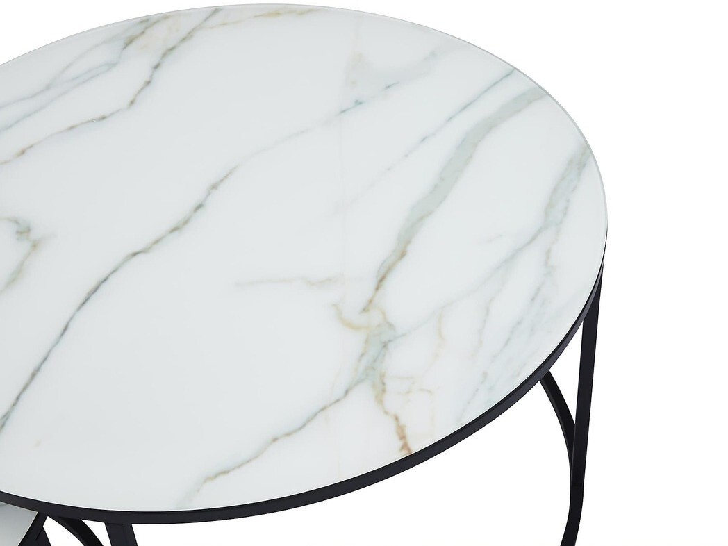 Conjunto de mesa de centro Riverton 435 (Marmore branco + Preto)