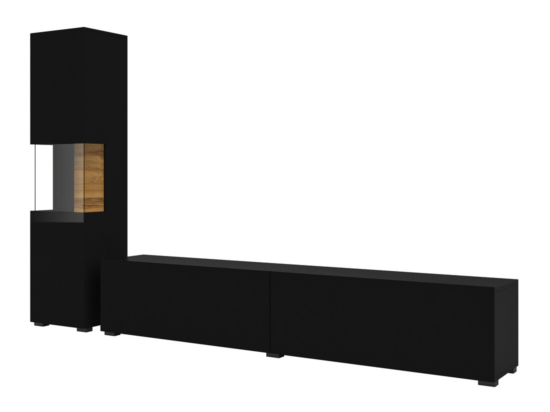 Conjunto para sala de estar Revmiru 105 (Preto + Carvalho wotan)