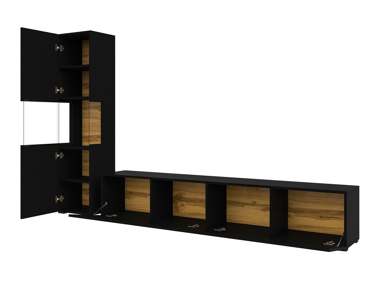Conjunto para sala de estar Revmiru 105 (Preto + Carvalho wotan)