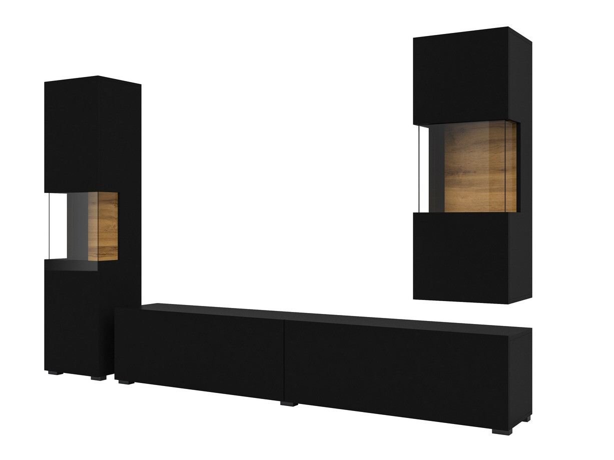 Conjunto para sala de estar Revmiru 106 (Preto + Carvalho wotan)