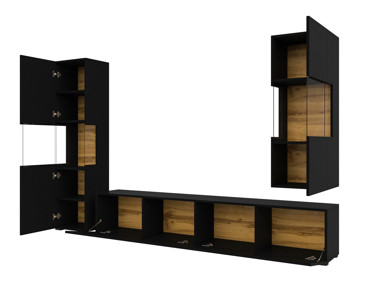 Conjunto para sala de estar Revmiru 106 (Preto + Carvalho wotan)