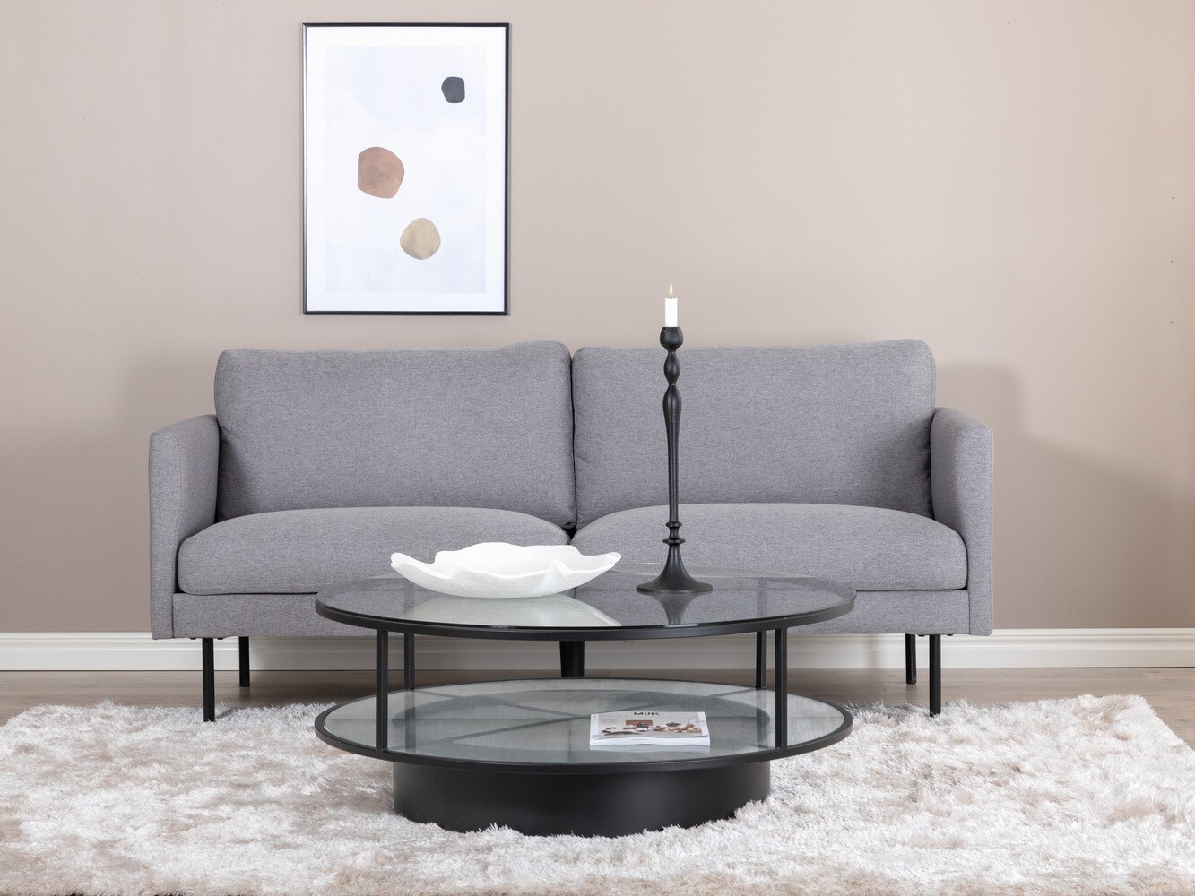 Sofá Fercame 100 (Cinzento + Preto)