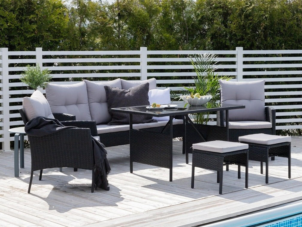 Conjunto de mobiliário de exterior Dallas 2473 (Preto + Cinzento)