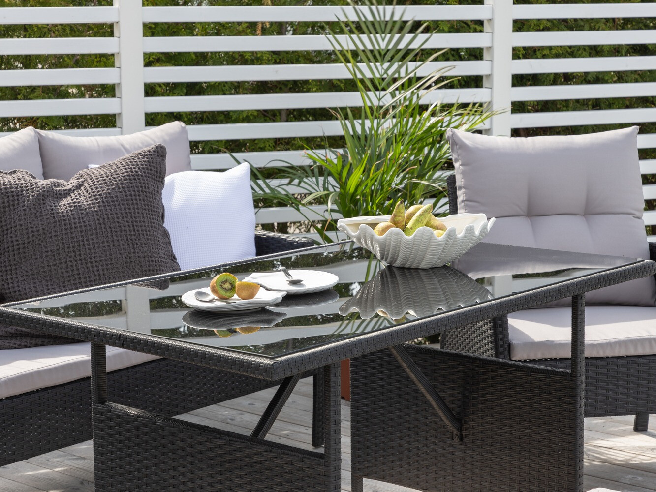 Conjunto de mobiliário de exterior Dallas 2473 (Preto + Cinzento)