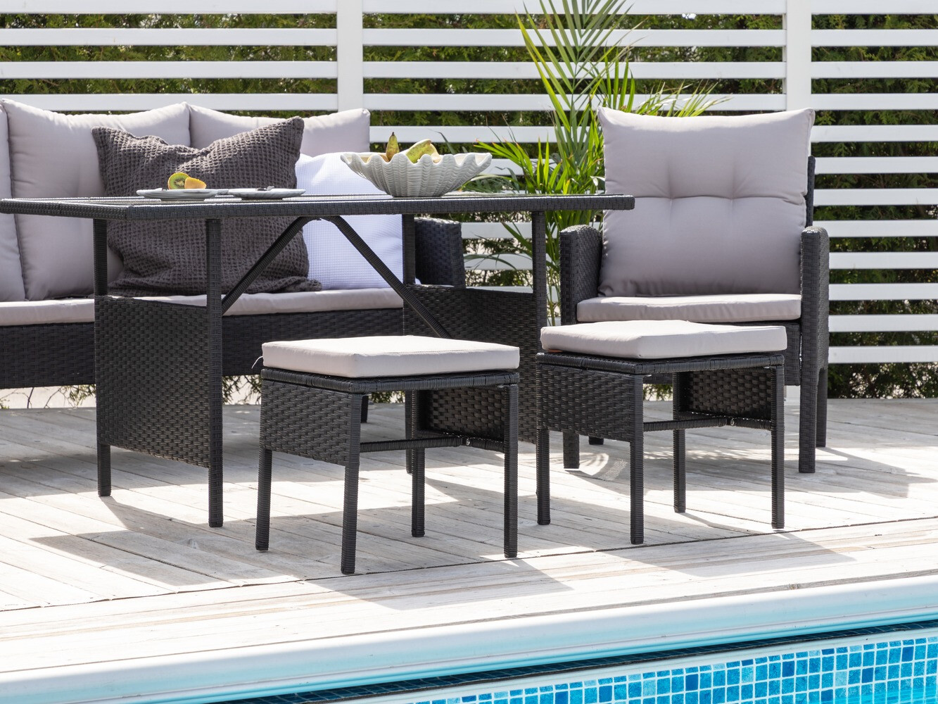 Conjunto de mobiliário de exterior Dallas 2473 (Preto + Cinzento)