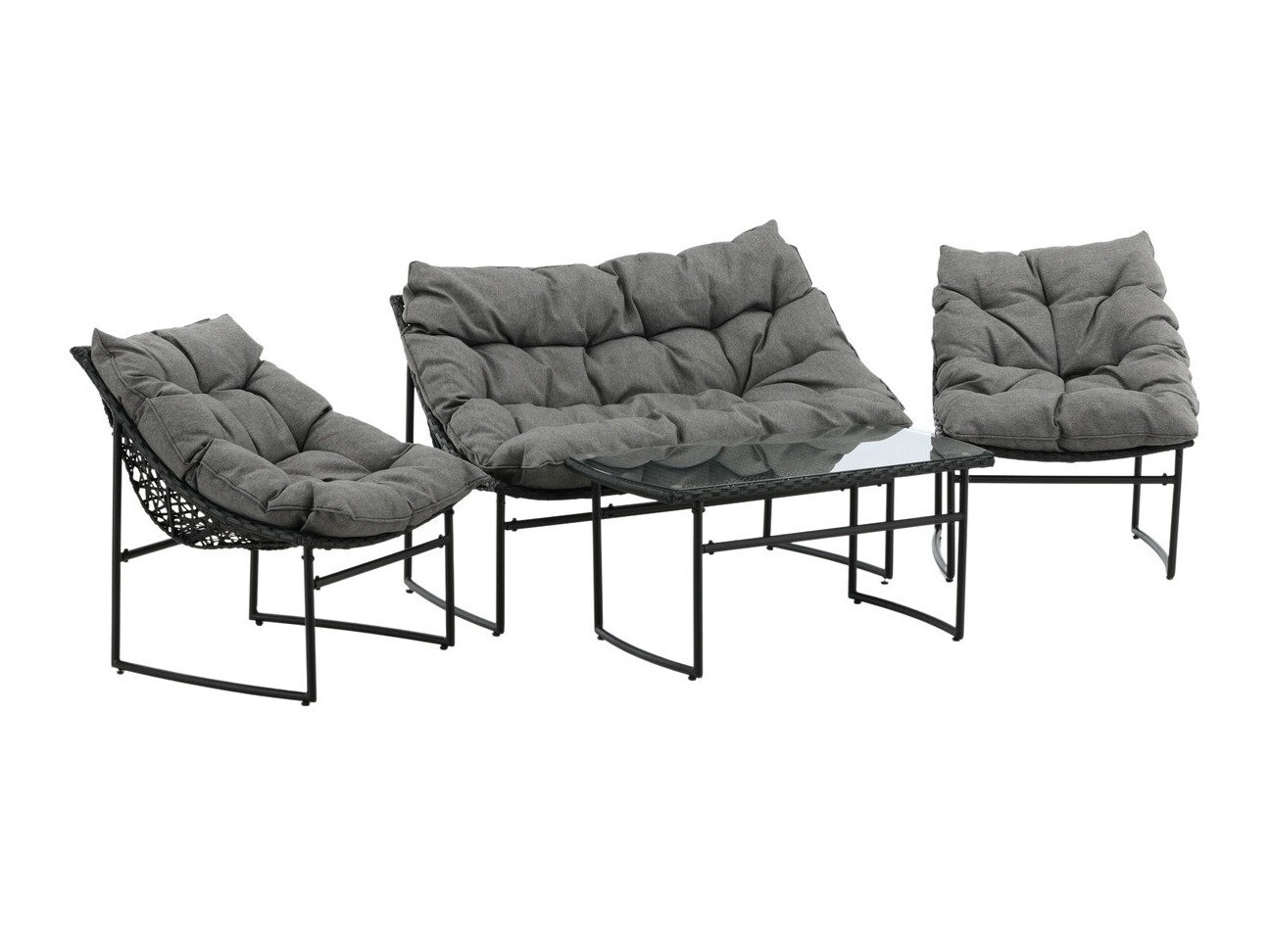 Conjunto de mobiliário para o exterior Dallas 4732 (Preto + Cinzento)