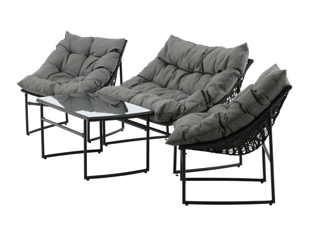 Conjunto de mobiliário para o exterior Dallas 4732 (Preto + Cinzento)
