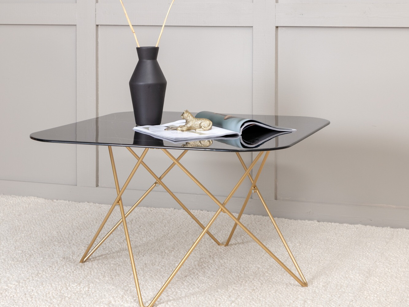 Mesa de centro Dallas 1723 (Preto + Latão)