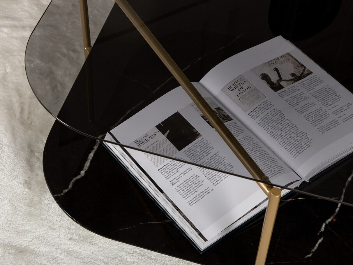 Mesa de centro Dallas 2956 (Mármore preto + Latão)