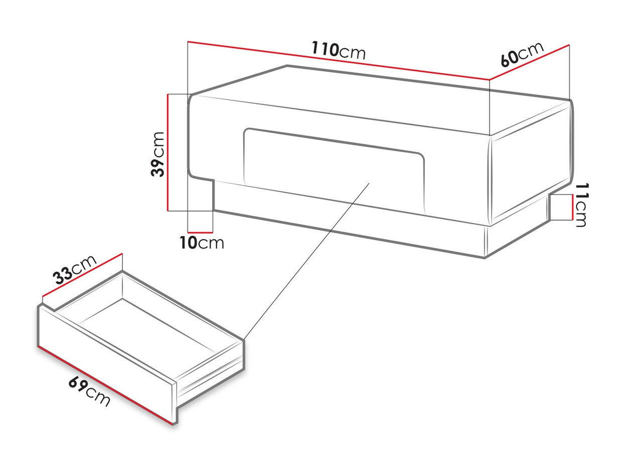 Mesa de centro Torsone 111 (Branco + Branco brilhante + Carvalho de san remo)