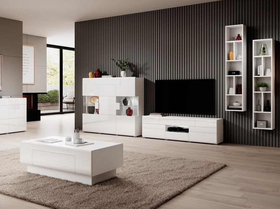 Mesa de centro Torsone 111 (Branco + Branco brilhante)