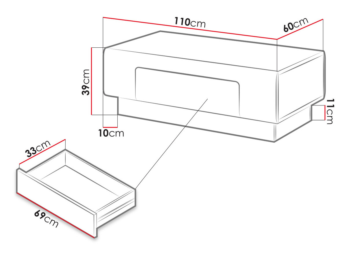 Mesa de centro Torsone 111 (Branco + Branco brilhante)