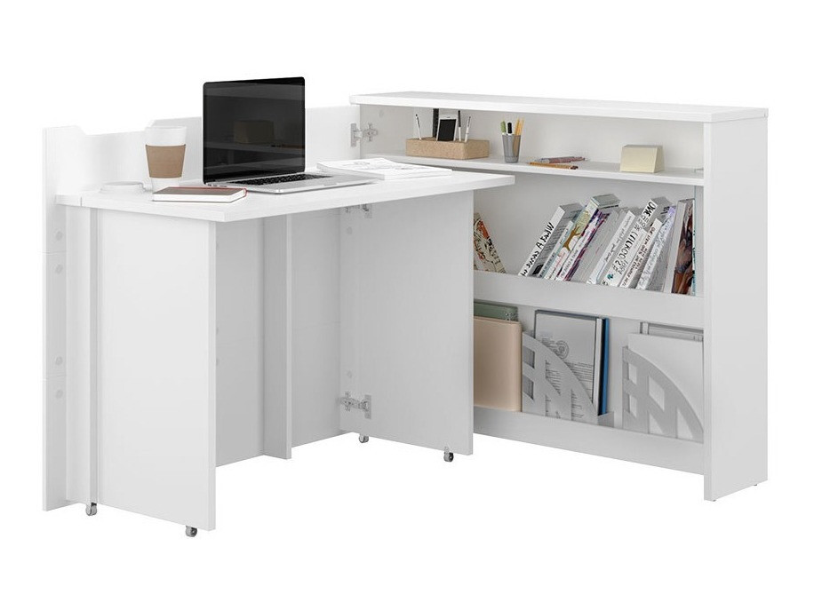 Mesa de escritório para cantos Concept Lenart (Branco + Branco brilhante)