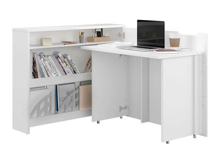 Mesa de escritório para cantos Concept Pro Lenart (Branco + Branco brilhante)
