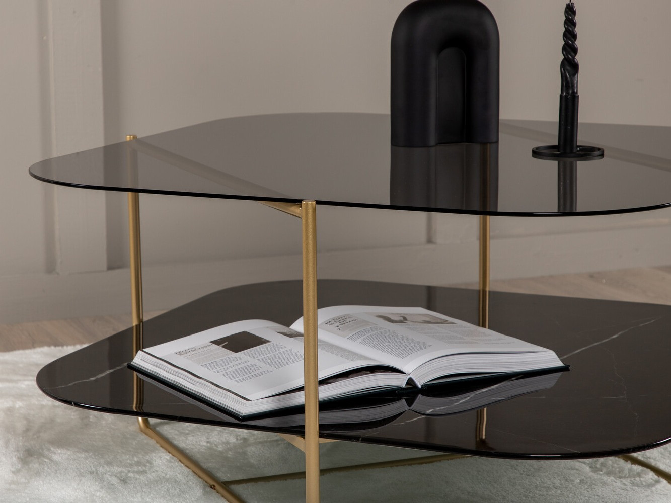 Mesa para revistas Dallas 2956 (Mármore preto + Latão)