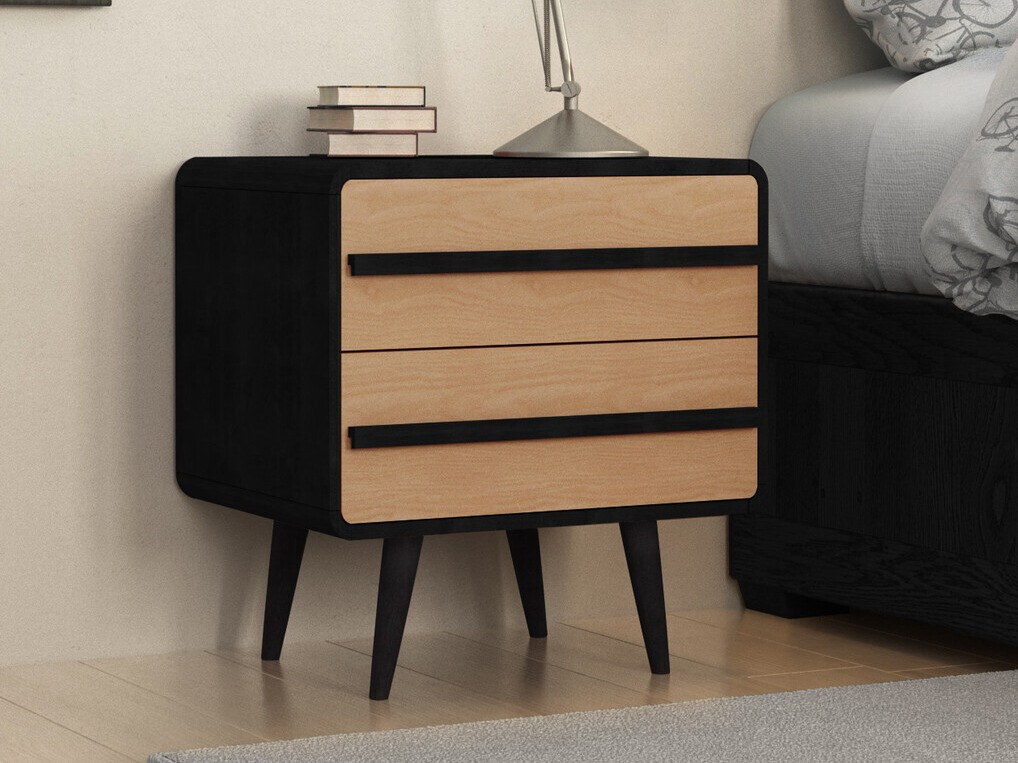 Mesa de cabeceira Denton 567 (Preto + Carvalho)