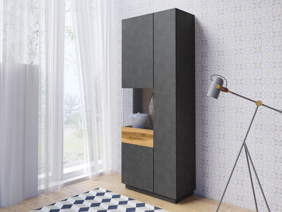 Estante Livlore 100 (Matera cinzento + Carvalho wotan)