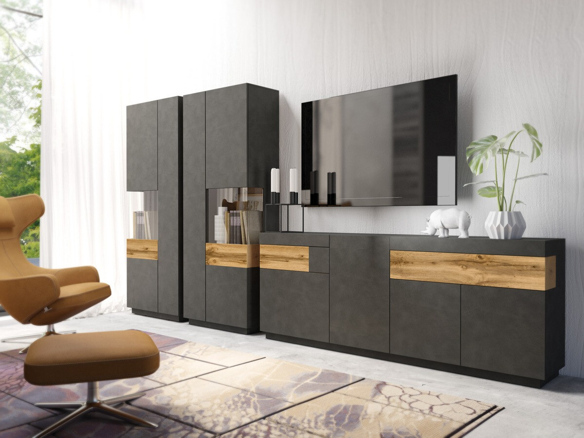 Estante Livlore 100 (Matera cinzento + Carvalho wotan)