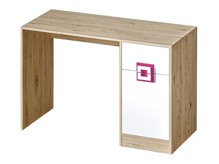 Mesa de escritório Balvire 110 (Carvalho claro + Branco + Rosa)