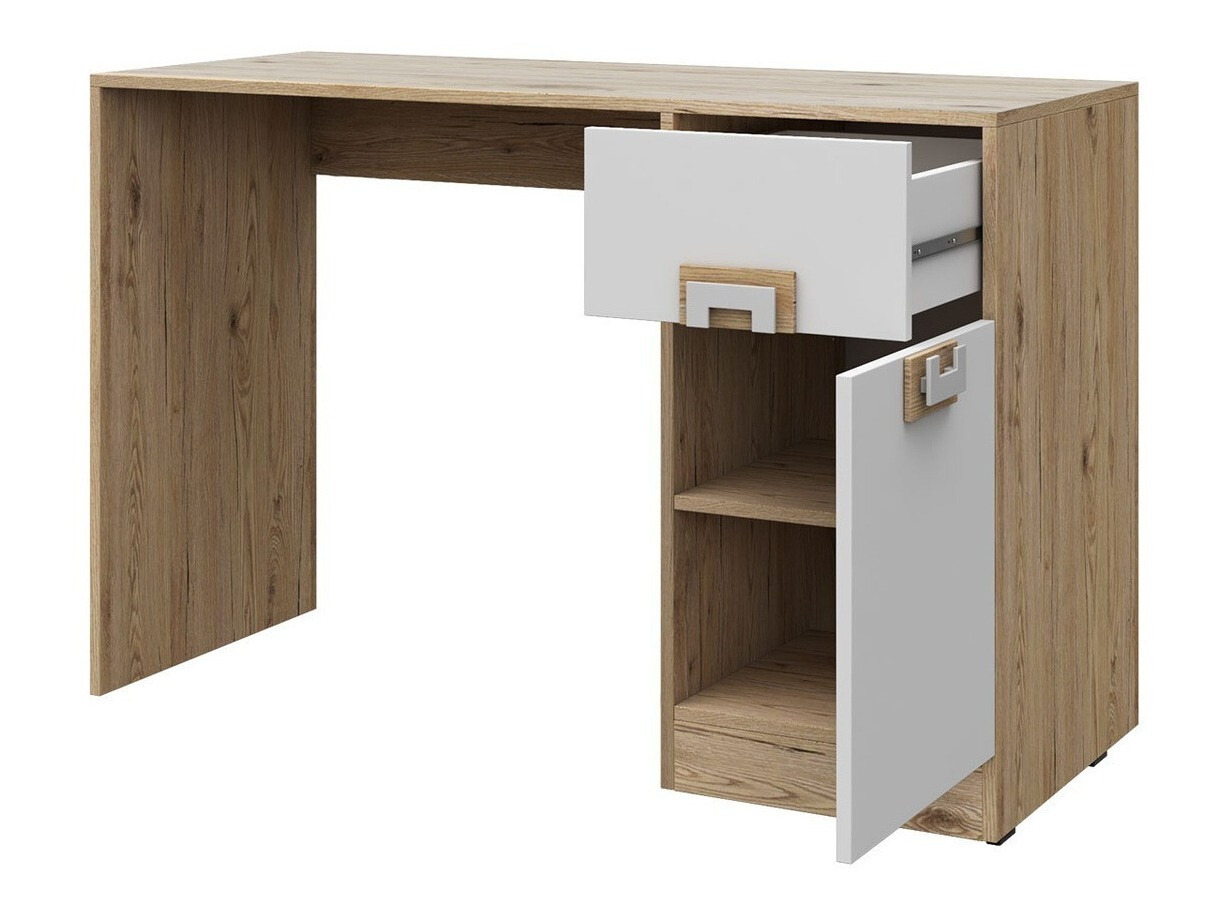 Mesa de escritório Balvire 110 (Carvalho claro + Branco)