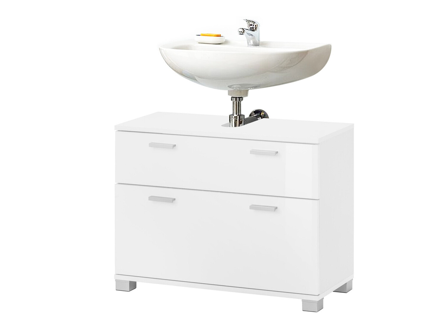 Armário com lavatório de apoio próprio para casa de banho Denton 365 (Branco brilhante)