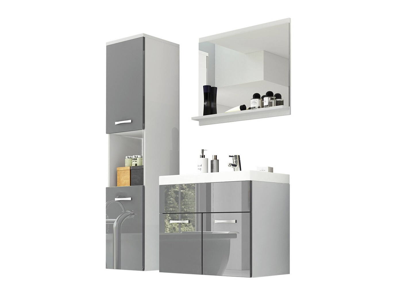 Conjunto de casa de banho Sarasota 122 (Branco + Cinzento brilhante)